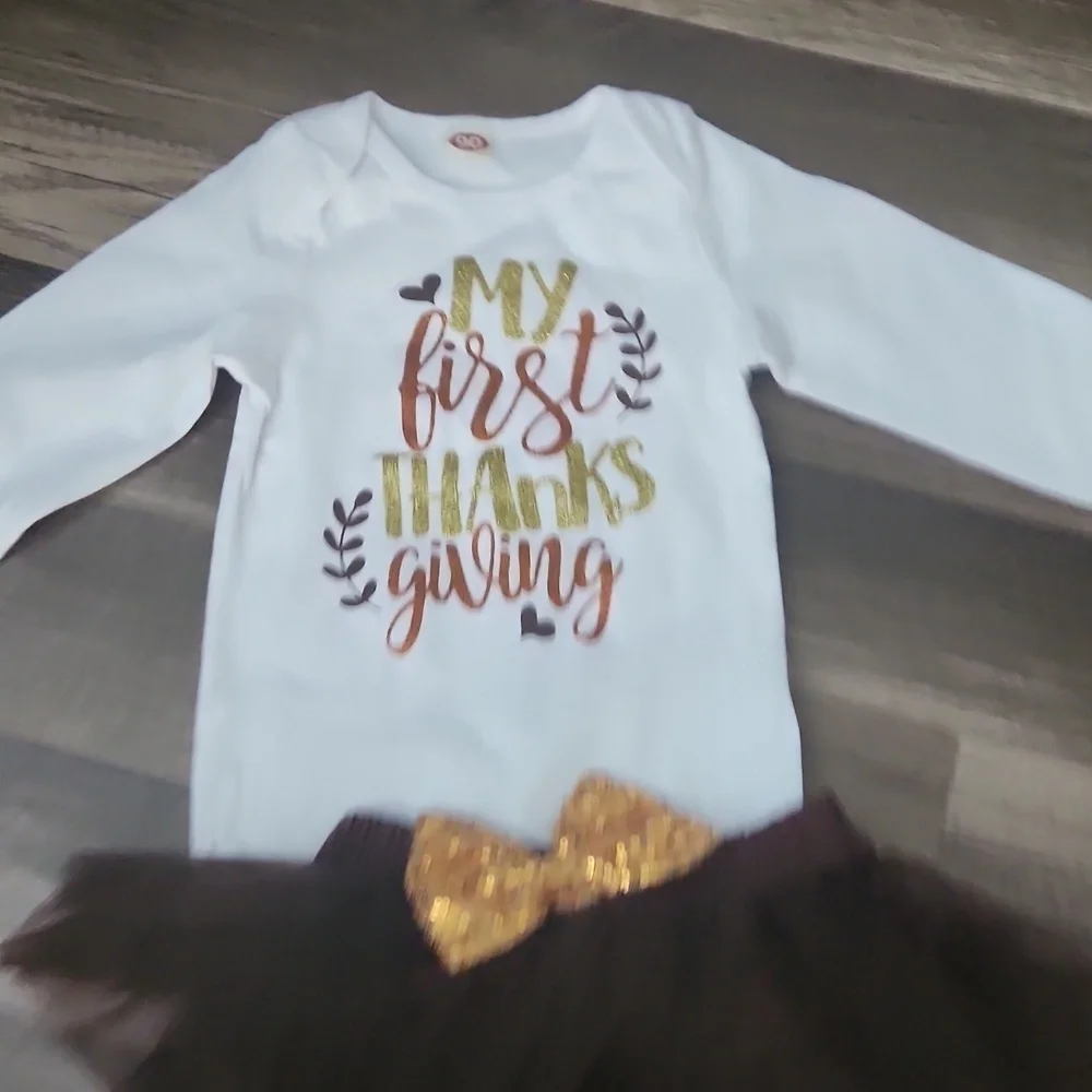 Baby Girls Autumn Winter Thanksgiving Print Cotton outfit size 18/24 mo /90 New